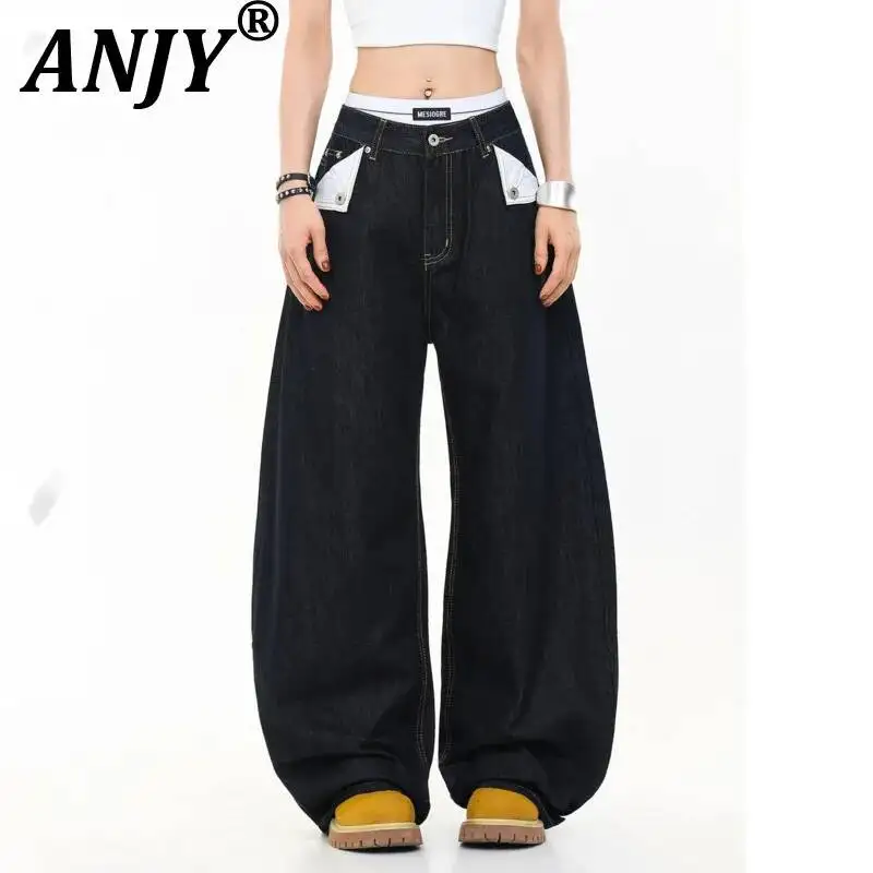 ANJY Spring Autumn New Women American Style Retro Casual Loose Wide-leg Curved Denim Pants Trendy Design Niche Dark Jeans A24310
ANJY Spring Autumn New Women American Style Retro Casual Loose Wide-leg Curved Denim Pants Trendy Design Niche Dark Jeans A24310