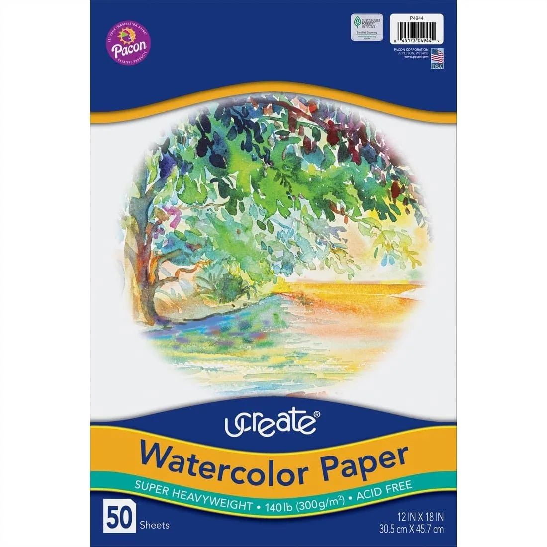 Super Heavyweight Watercolor Paper 140lb 12x18 50 Sheets for Wet Media
Super Heavyweight Watercolor Paper 140lb 12x18 50 Sheets for Wet Media