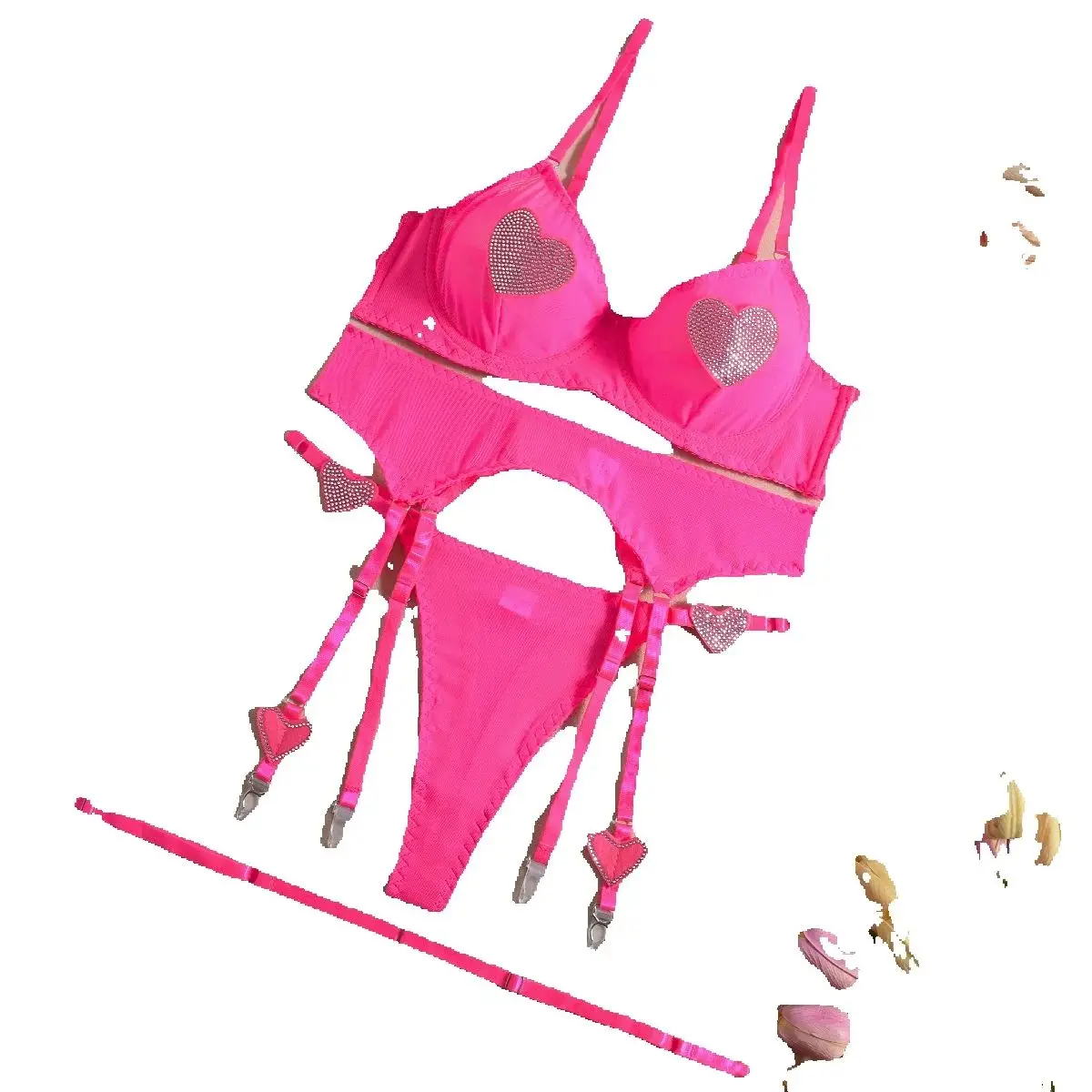 Neon Fancy Daring 3-Piece Lingerie Set for Women Heart Rhinestone Detail Sexy Erotic Underwear Youthful Female Outfit Lenceria S
Neon Fancy Daring 3-Piece Lingerie Set for Women Heart Rhinestone Detail Sexy Erotic Underwear Youthful Female Outfit Lenceria S