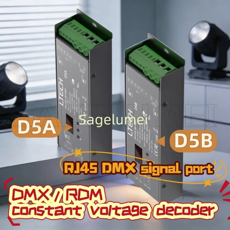 LTECH D5A D5B(RJ45 DMX signal port) 5-channel DMX/RDM constant voltage decoder For DIM CCT RGB RGBW RGBCW LED Strip DMX512 24A
LTECH D5A D5B(RJ45 DMX signal port) 5-channel DMX/RDM constant voltage decoder For DIM CCT RGB RGBW RGBCW LED Strip DMX512 24A