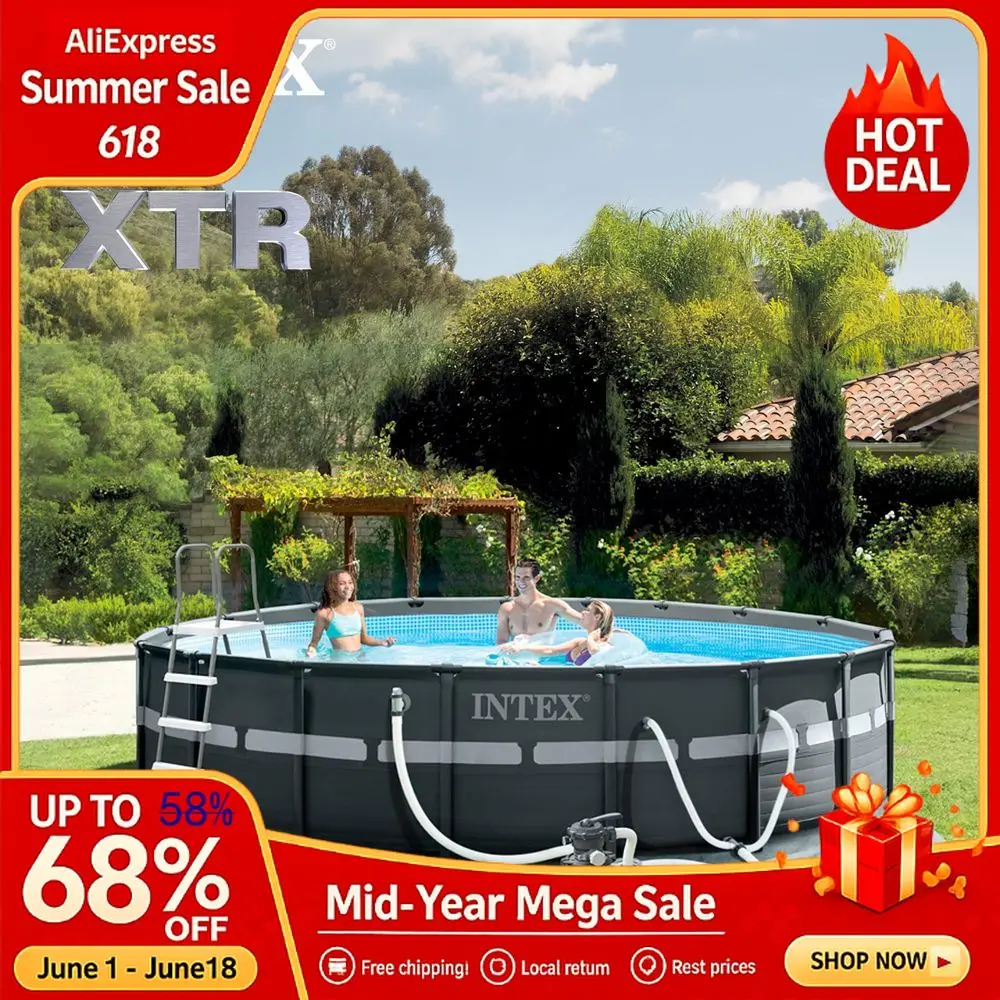 26329EH Ultra XTR 18ft x 52in Above Ground Swimming Pool Set with Sand Filter Pump and Deluxe Automatic Vacuum Cleaner, Custom
26329EH Ultra XTR 18ft x 52in Above Ground Swimming Pool Set with Sand Filter Pump and Deluxe Automatic Vacuum Cleaner, Custom