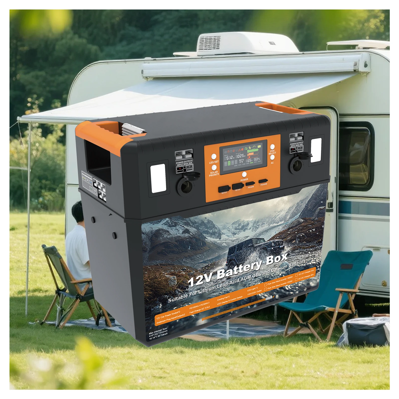 Smart 12V IP67 Heavy Duty ABS+PC Battery Outlet Box QC3.0/PD Type-C Socket Digital Voltmeter 25A Circuit DCDC Charger for
Smart 12V IP67 Heavy Duty ABS+PC Battery Outlet Box QC3.0/PD Type-C Socket Digital Voltmeter 25A Circuit DCDC Charger for