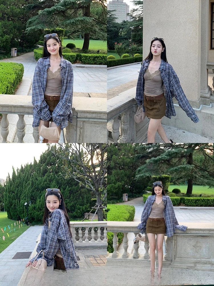 Xzichic Loose Plaid irt Women Summer Lightweight Long Sve Sun Protection Outerwear Top Cotton Pure Anti-Wrinkle Thin Model
Xzichic Loose Plaid irt Women Summer Lightweight Long Sve Sun Protection Outerwear Top Cotton Pure Anti-Wrinkle Thin Model