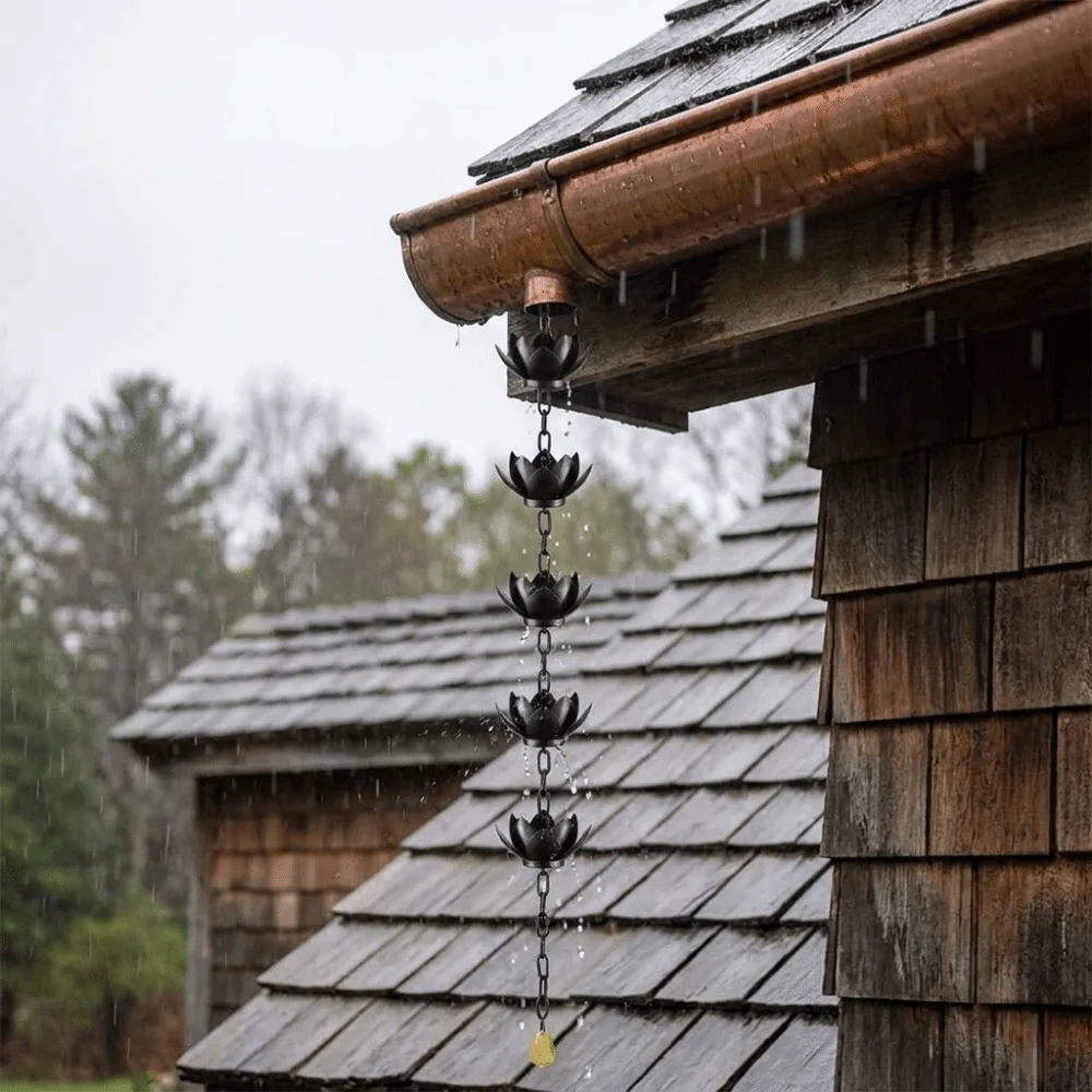 Iron Lotus Rain Chain Adjustable Length Decorative Metal Downspout Chain Anti-Rust Lotus Rain Catcher for Gutter Downspout
Iron Lotus Rain Chain Adjustable Length Decorative Metal Downspout Chain Anti-Rust Lotus Rain Catcher for Gutter Downspout