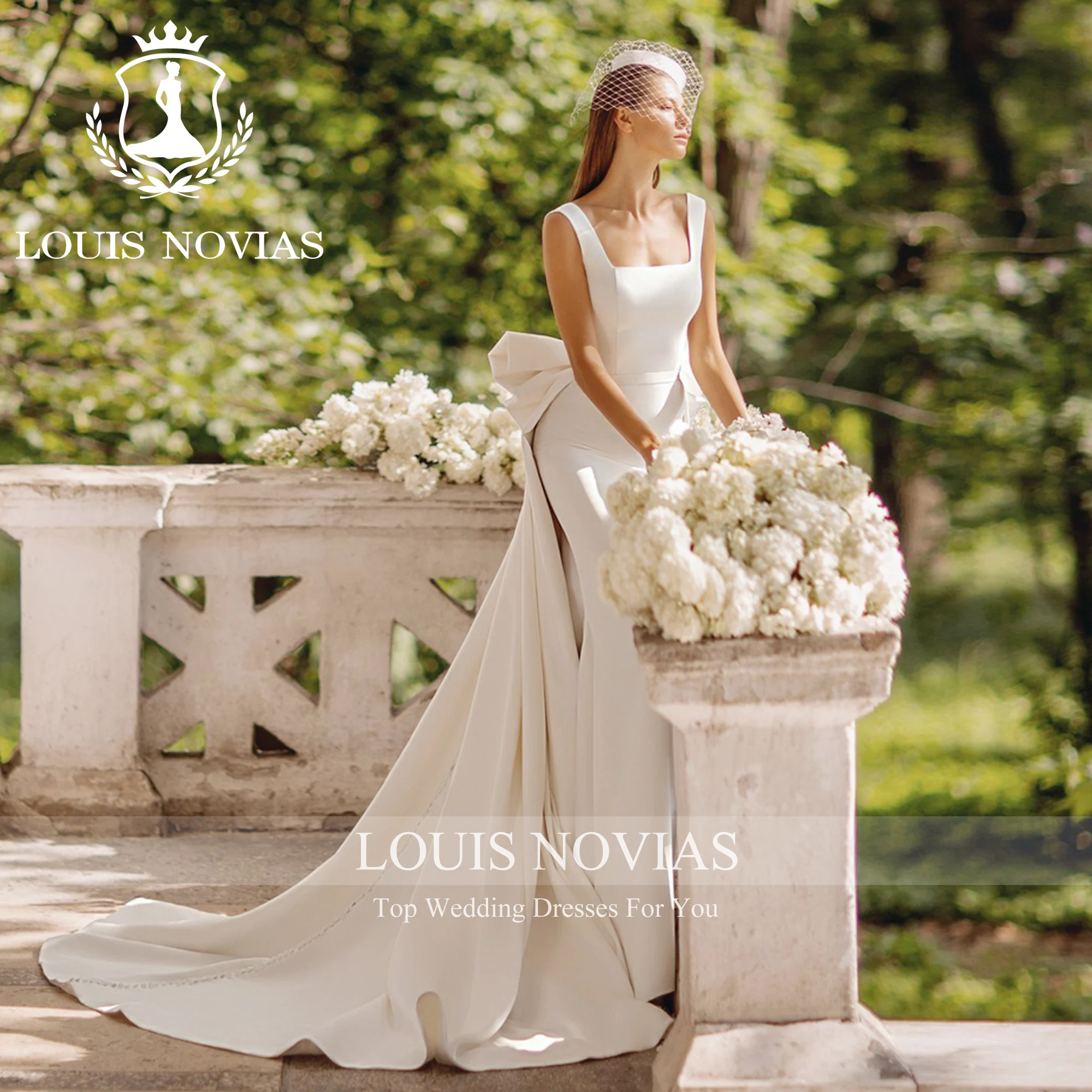 LOUIS NOVIAS Satin Mermaid Wedding Dress For Women Square Collar Backless Bow Detachable Train Wedding Gown Vestido De Novia
LOUIS NOVIAS Satin Mermaid Wedding Dress For Women Square Collar Backless Bow Detachable Train Wedding Gown Vestido De Novia