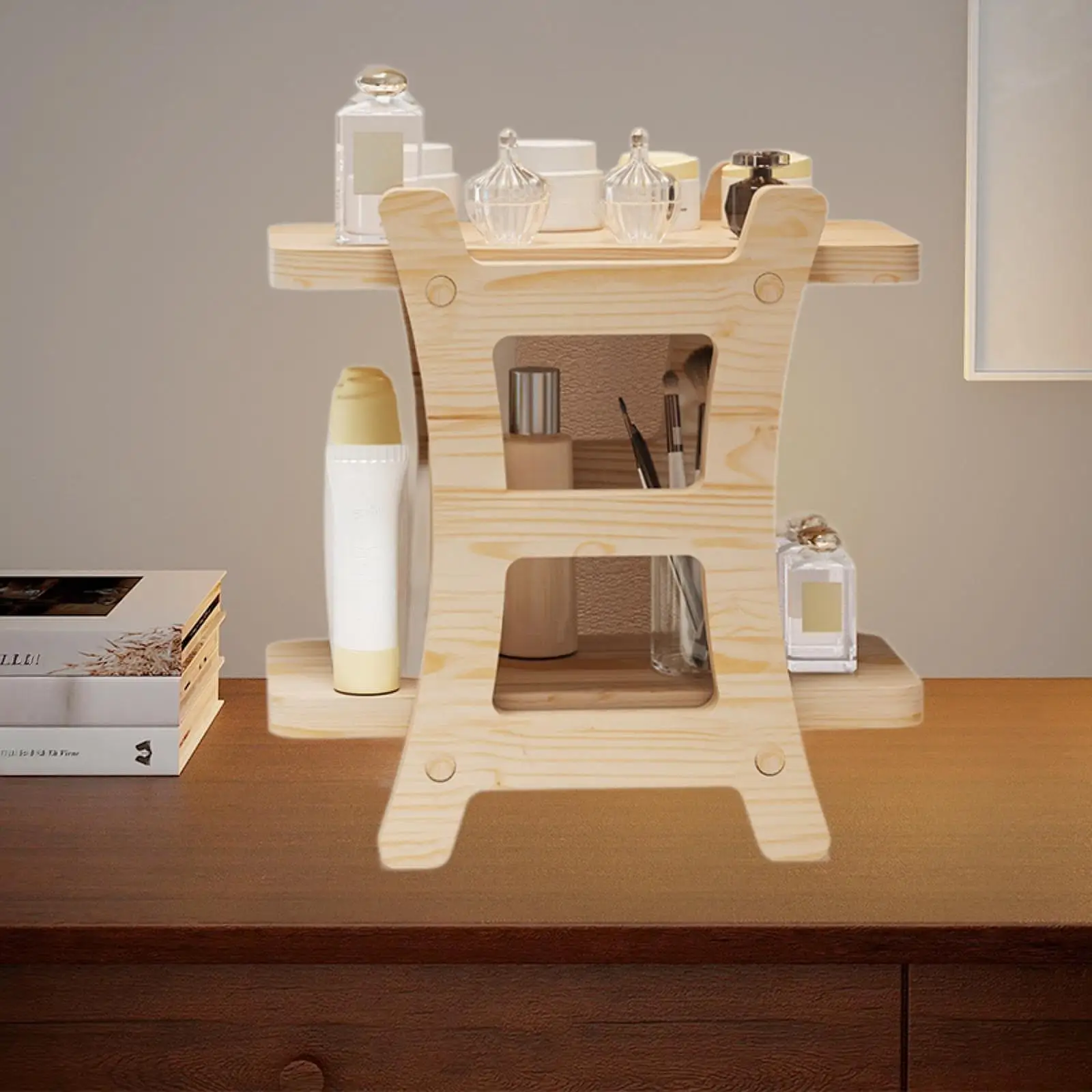 Wooden Tabletop Display Shelf Cosmetics Organizer Decorative Multifunctional Storage Rack Perfume Holder for Countertop Desk
Wooden Tabletop Display Shelf Cosmetics Organizer Decorative Multifunctional Storage Rack Perfume Holder for Countertop Desk