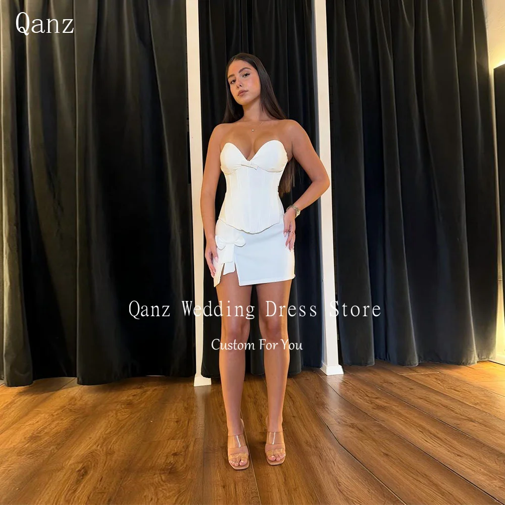Qanz White 2 Pieces Wedding Dress Corset And Skirt Sweetheart Mini Vestido De Novia Boda Civil Bow Satin Bridal Gowns Customized
Qanz White 2 Pieces Wedding Dress Corset And Skirt Sweetheart Mini Vestido De Novia Boda Civil Bow Satin Bridal Gowns Customized