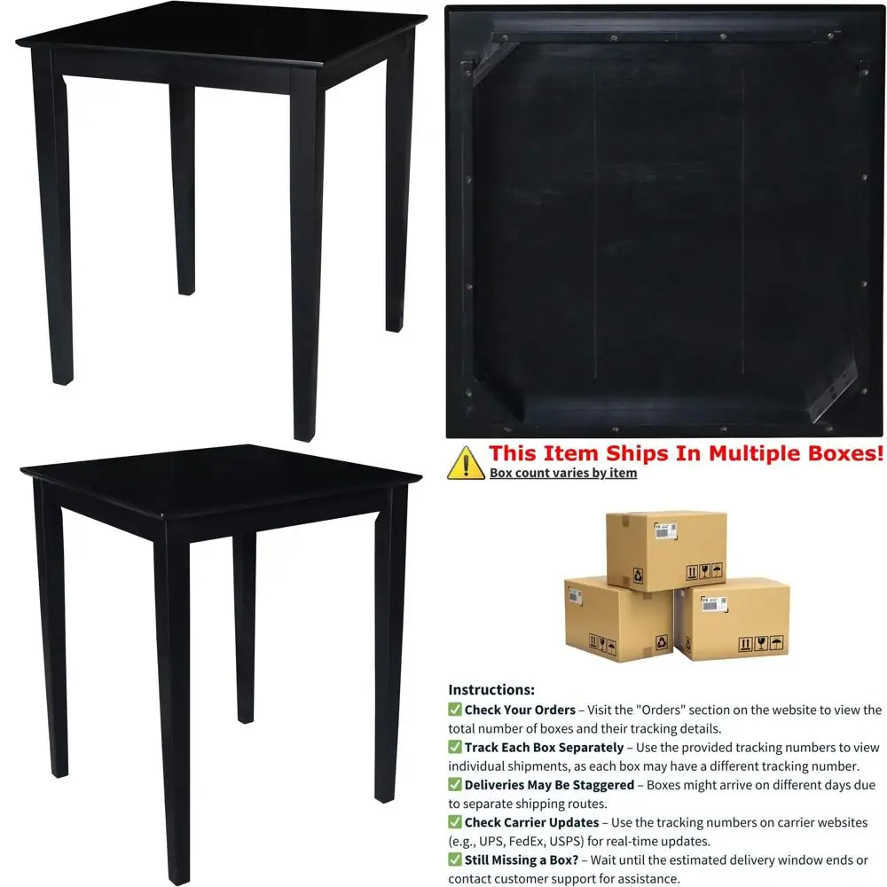 Solid Wood Top Dining Table, 36 Inch High, Black
Solid Wood Top Dining Table, 36 Inch High, Black