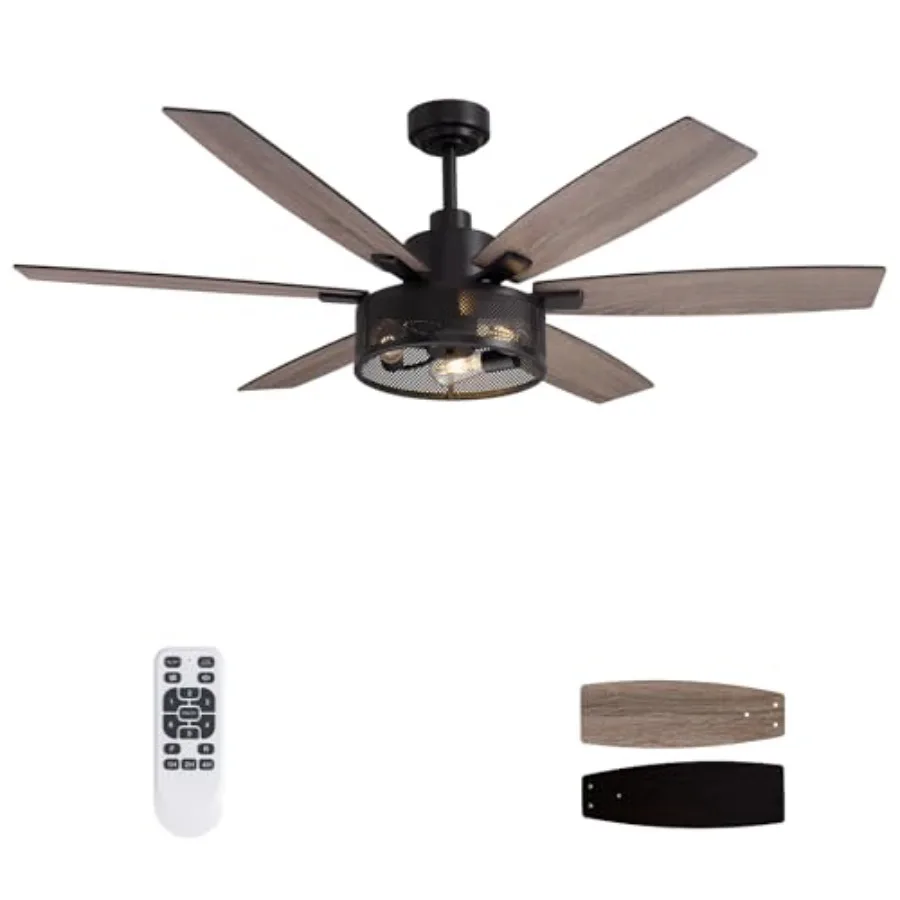 60 Inch Ceiling Fan with Light and Remote Control for Bedroom, Living Room, Patio Black Caged Metal Fan, Indoor/Outdoor Use
60 Inch Ceiling Fan with Light and Remote Control for Bedroom, Living Room, Patio Black Caged Metal Fan, Indoor/Outdoor Use