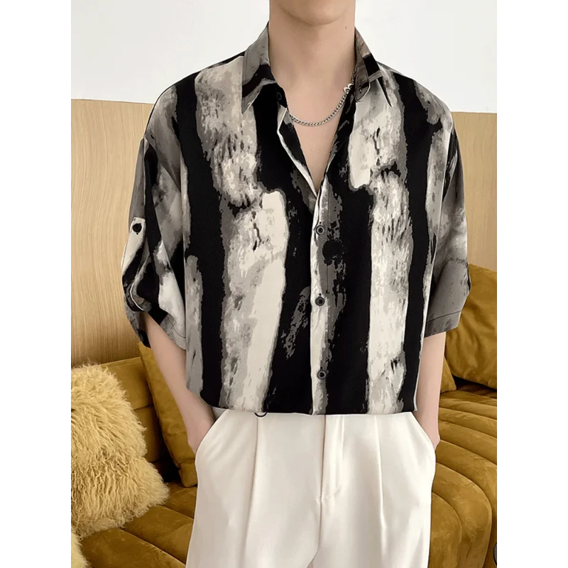 New Ink Wash Men's Summer Loose and Fashionable Short Sleeved Versatile Casual Retro Seven Quarter Sleeved Shirt Men's Top
New Ink Wash Men's Summer Loose and Fashionable Short Sleeved Versatile Casual Retro Seven Quarter Sleeved Shirt Men's Top