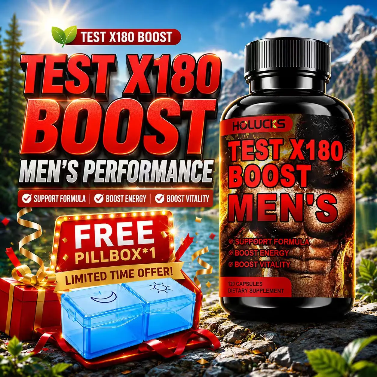 Men's Test X180 Boost Capsules, with Tribulus Terrestris & Fenugreek, Heighten Focus, Improve Stamina, Extend Endurance
Men's Test X180 Boost Capsules, with Tribulus Terrestris & Fenugreek, Heighten Focus, Improve Stamina, Extend Endurance