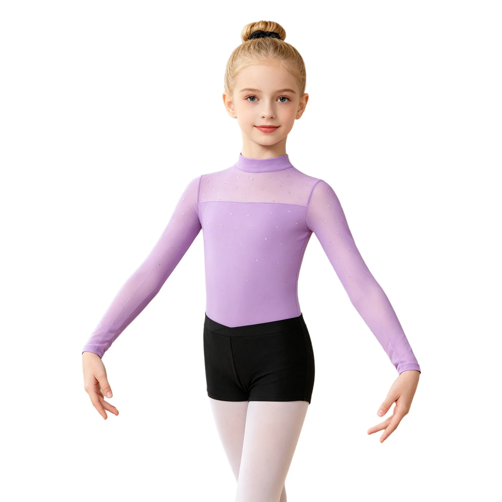 Rhinestone Mesh Gymnastics Dance Leotard for Kids Long Sleeve Leotard with Shorts And Hair Band Gymnastics Ballet Dance Outfit
Rhinestone Mesh Gymnastics Dance Leotard for Kids Long Sleeve Leotard with Shorts And Hair Band Gymnastics Ballet Dance Outfit