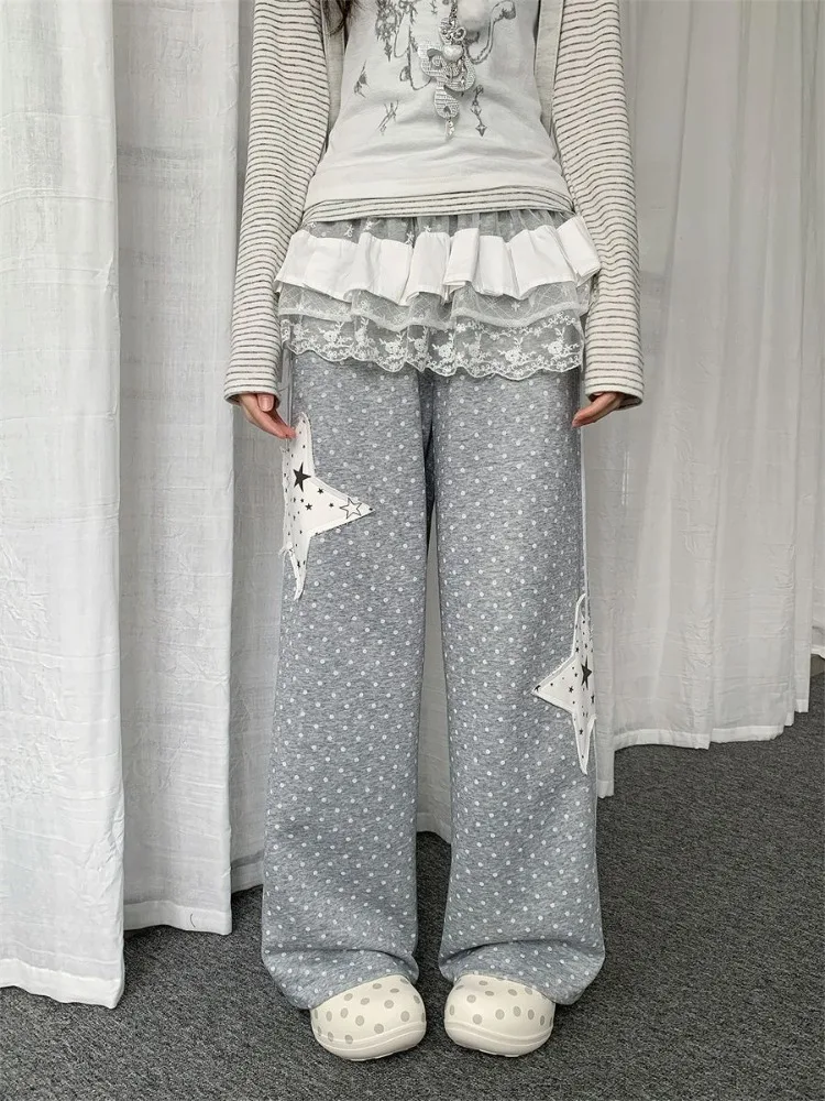 HOUZHOU Harajuku Polka Dot Gray Sweatpants Women Y2k Japanese Style Baggy Trousers Joggers Casual Straight Star Patchwork Pants
HOUZHOU Harajuku Polka Dot Gray Sweatpants Women Y2k Japanese Style Baggy Trousers Joggers Casual Straight Star Patchwork Pants
