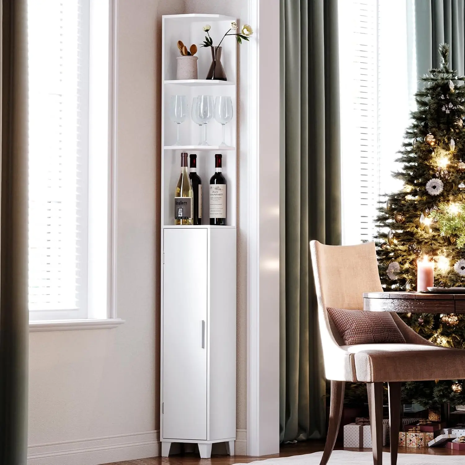 74.8" Tall Corner Cabinet with Door, 5-Tier Adjustable Shelves for Living Room, Bathroom, Dining Room, Small Space in White
74.8" Tall Corner Cabinet with Door, 5-Tier Adjustable Shelves for Living Room, Bathroom, Dining Room, Small Space in White