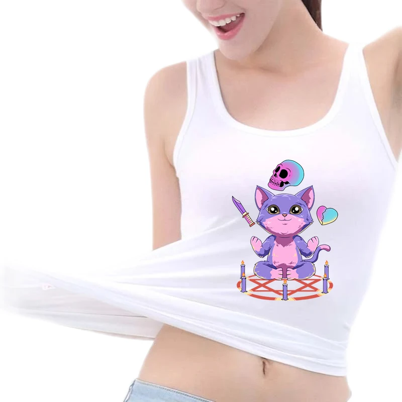 Pentagram Design Gothic Cat Pattern Sexy Breathable Tank Top Women's Personality Trend Sleeveless Tee Summer Fitness Tops
Pentagram Design Gothic Cat Pattern Sexy Breathable Tank Top Women's Personality Trend Sleeveless Tee Summer Fitness Tops