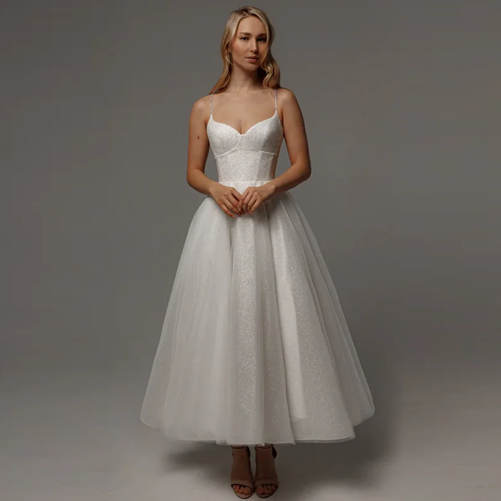 Spaghetti Straps Sequins Shiny A-line Prom Party Dress for Bridal Backless Lace up Tea-Length Formal Prom Gown Customzied
Spaghetti Straps Sequins Shiny A-line Prom Party Dress for Bridal Backless Lace up Tea-Length Formal Prom Gown Customzied