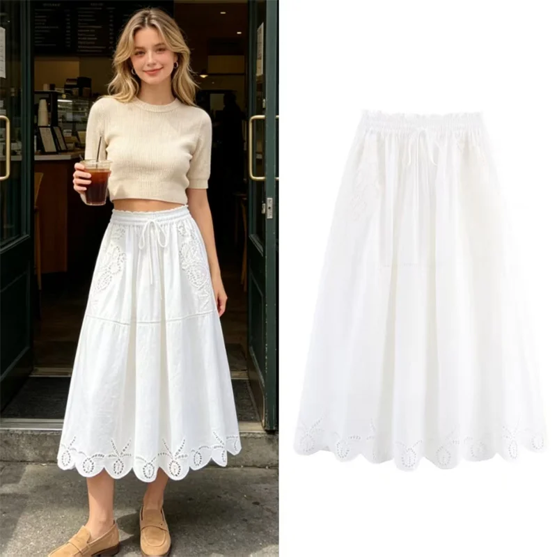 Women's Half-Length Skirt 2026 Summer New Style White Embroidered Lace Decorated Loose Long Skirt Casual Fashion Versatile
Women's Half-Length Skirt 2026 Summer New Style White Embroidered Lace Decorated Loose Long Skirt Casual Fashion Versatile