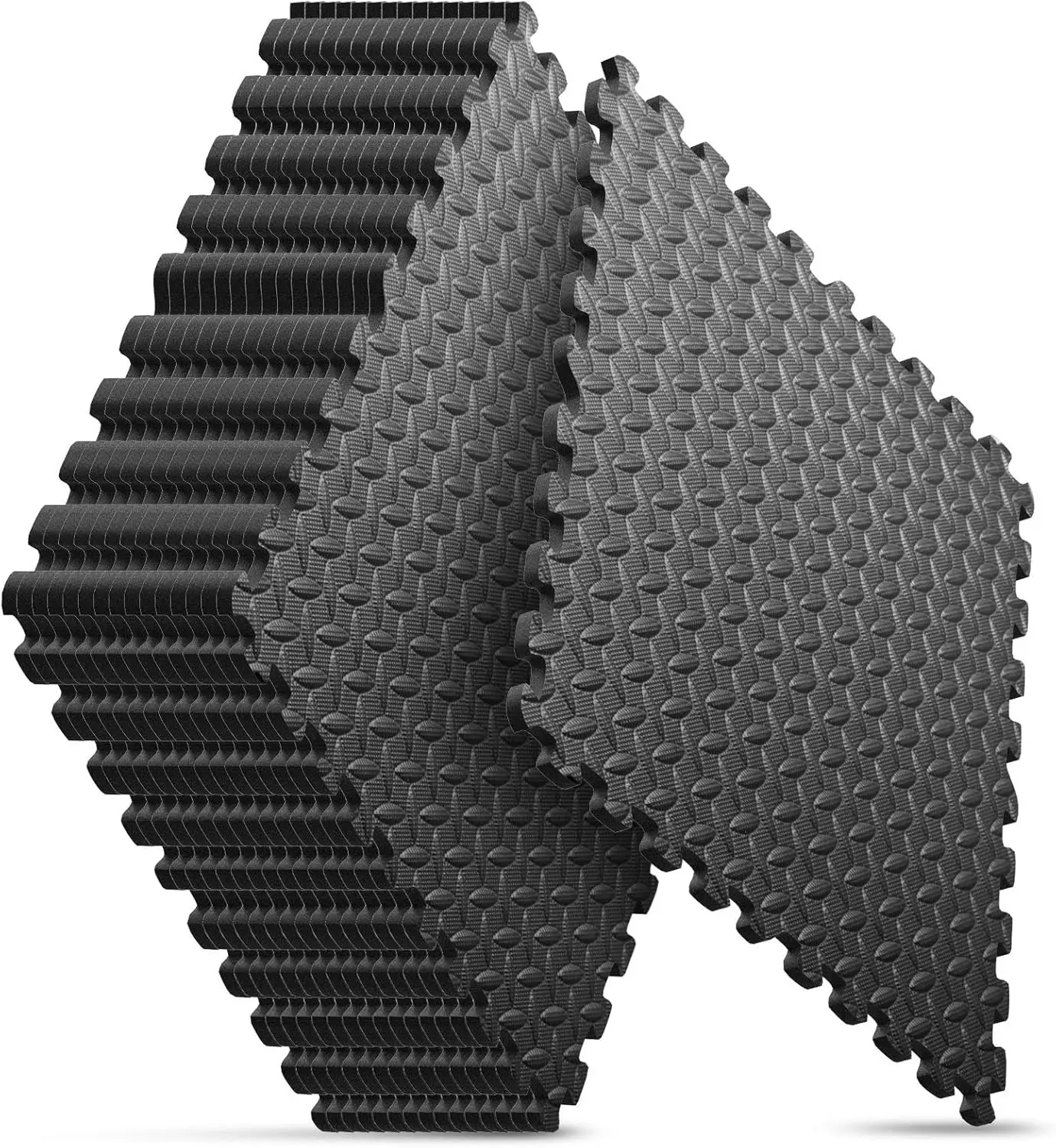 Interlocking EVA Foam Floor Tiles for Home Gym and Kids Play Area, Black, 24x24 Inch, 16 Pack
Interlocking EVA Foam Floor Tiles for Home Gym and Kids Play Area, Black, 24x24 Inch, 16 Pack