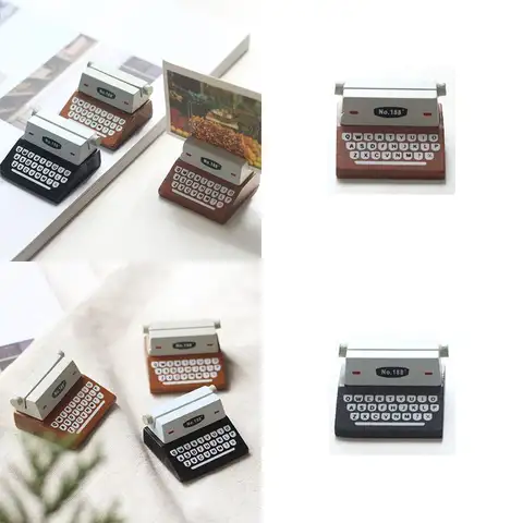 1 Pcs Dollhouse Simulation Furniture Miniature Wooden Vintage Retro Typewriter Mini Scene Props Ornament Model Desktop Trinket