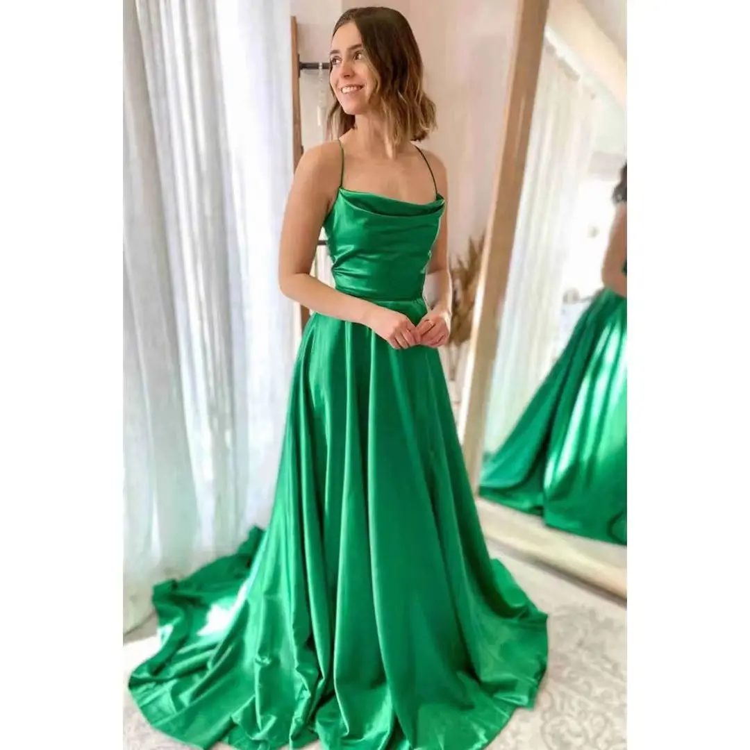 Soft Satin Square Collar Solid Bridesmaid Dresses Customized Simple Spaghetti Straps Side Slit Backless Prom Party Evening Gowns
Soft Satin Square Collar Solid Bridesmaid Dresses Customized Simple Spaghetti Straps Side Slit Backless Prom Party Evening Gowns
