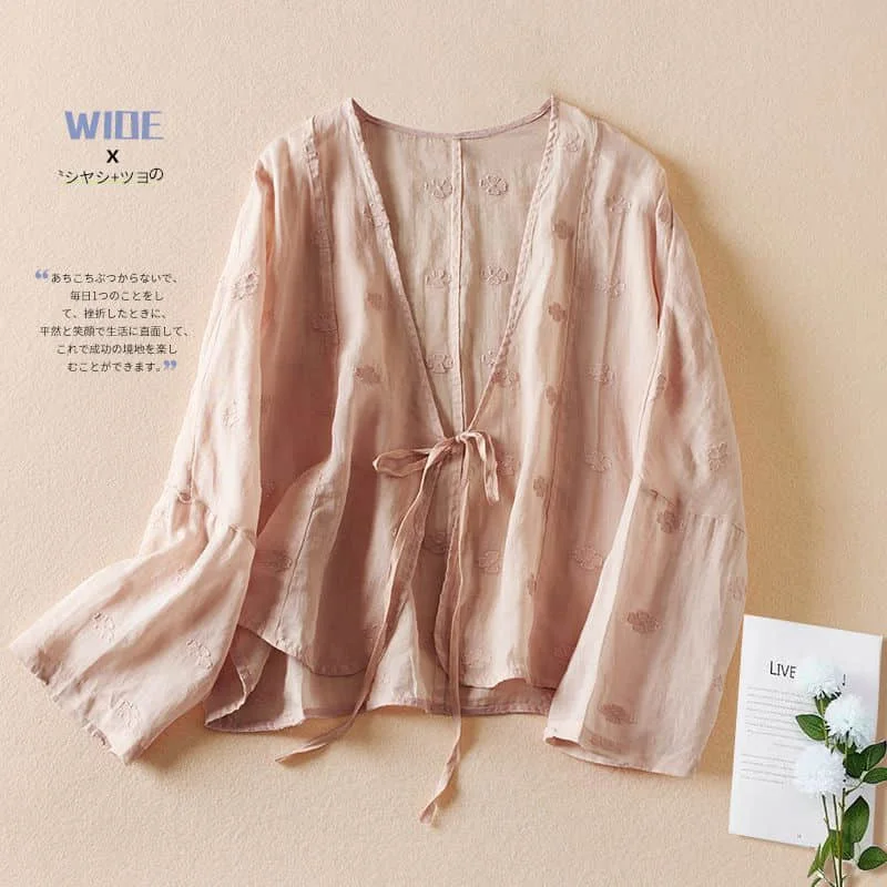 Wrap Coats Women V-neck Sunscreen Lace Semi-sheer Fabric Tops Embroidery Oversized Casual Korean Style Smock 2026 Summer Clothes
Wrap Coats Women V-neck Sunscreen Lace Semi-sheer Fabric Tops Embroidery Oversized Casual Korean Style Smock 2026 Summer Clothes