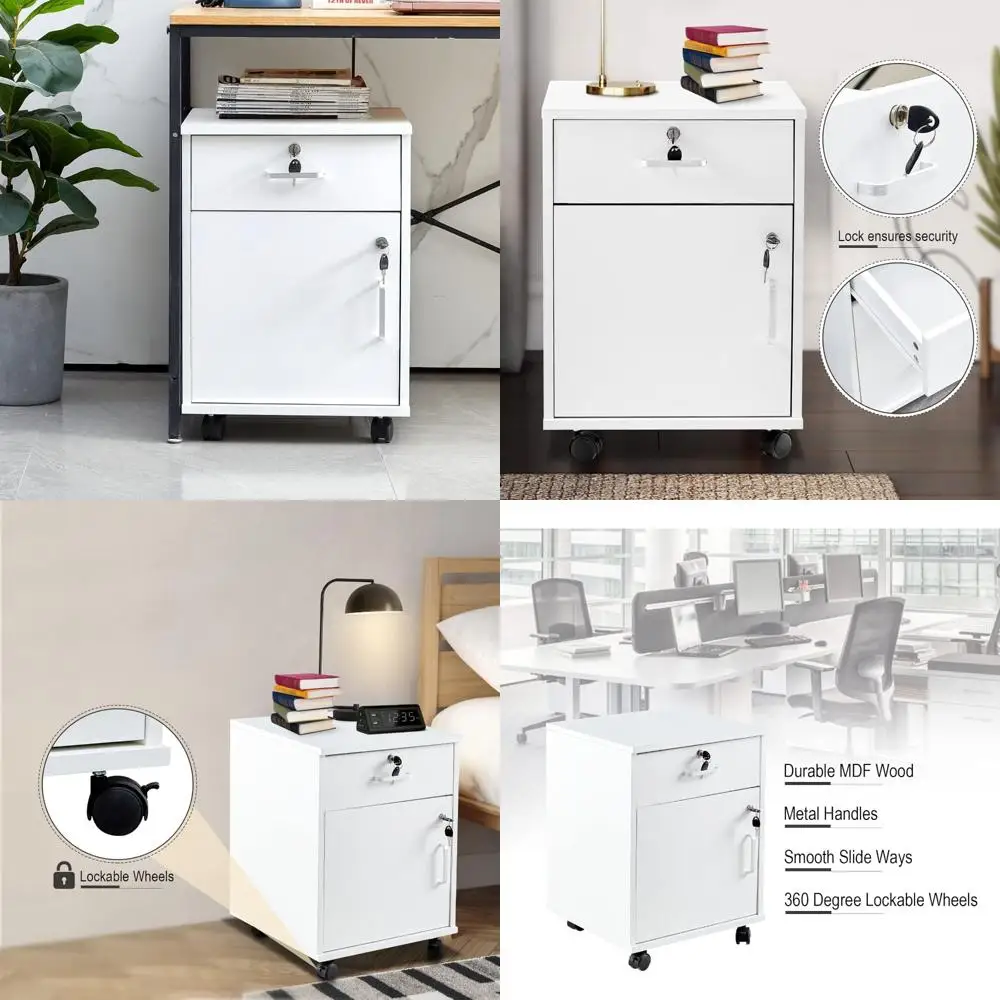 Secure Mobile Wooden File Cabinet with Lockable Drawers and 360° Swivel Wheels for Under Desk Stationery Storage
Secure Mobile Wooden File Cabinet with Lockable Drawers and 360° Swivel Wheels for Under Desk Stationery Storage