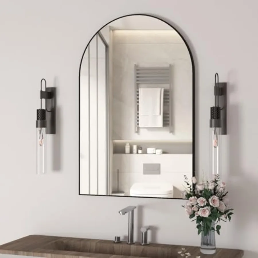 Wall Mounted Mirror, Arched Wall Mirror for Bathroom, 24"x36" Arch Bathroom Mirror with Metal Frame, Vanity Mirror Decor for Ma
Wall Mounted Mirror, Arched Wall Mirror for Bathroom, 24"x36" Arch Bathroom Mirror with Metal Frame, Vanity Mirror Decor for Ma