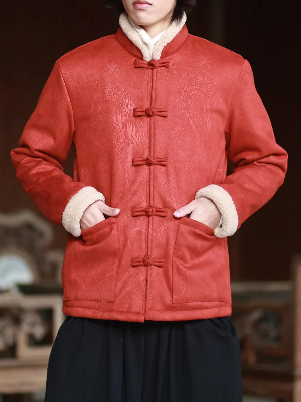 Suede Embroidered Dragon Pattern Casual Cotton Jaet with Button for Men Warm Thiened Long Sve Stand Fit Winter Coat
Suede Embroidered Dragon Pattern Casual Cotton Jaet with Button for Men Warm Thiened Long Sve Stand Fit Winter Coat