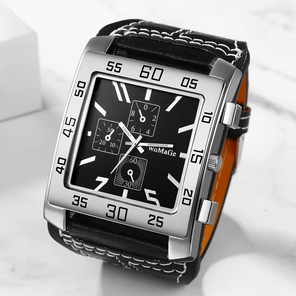 Мужские квадратные наручные часы большого размера, кварцевые часы с кожаным ремешком, Masculino Relogio, модные элегантные часы, уличные часы Reloj Hombre saati
Мужские квадратные наручные часы большого размера, кварцевые часы с кожаным ремешком, Masculino Relogio, модные элегантные часы, уличные часы Reloj Hombre saati