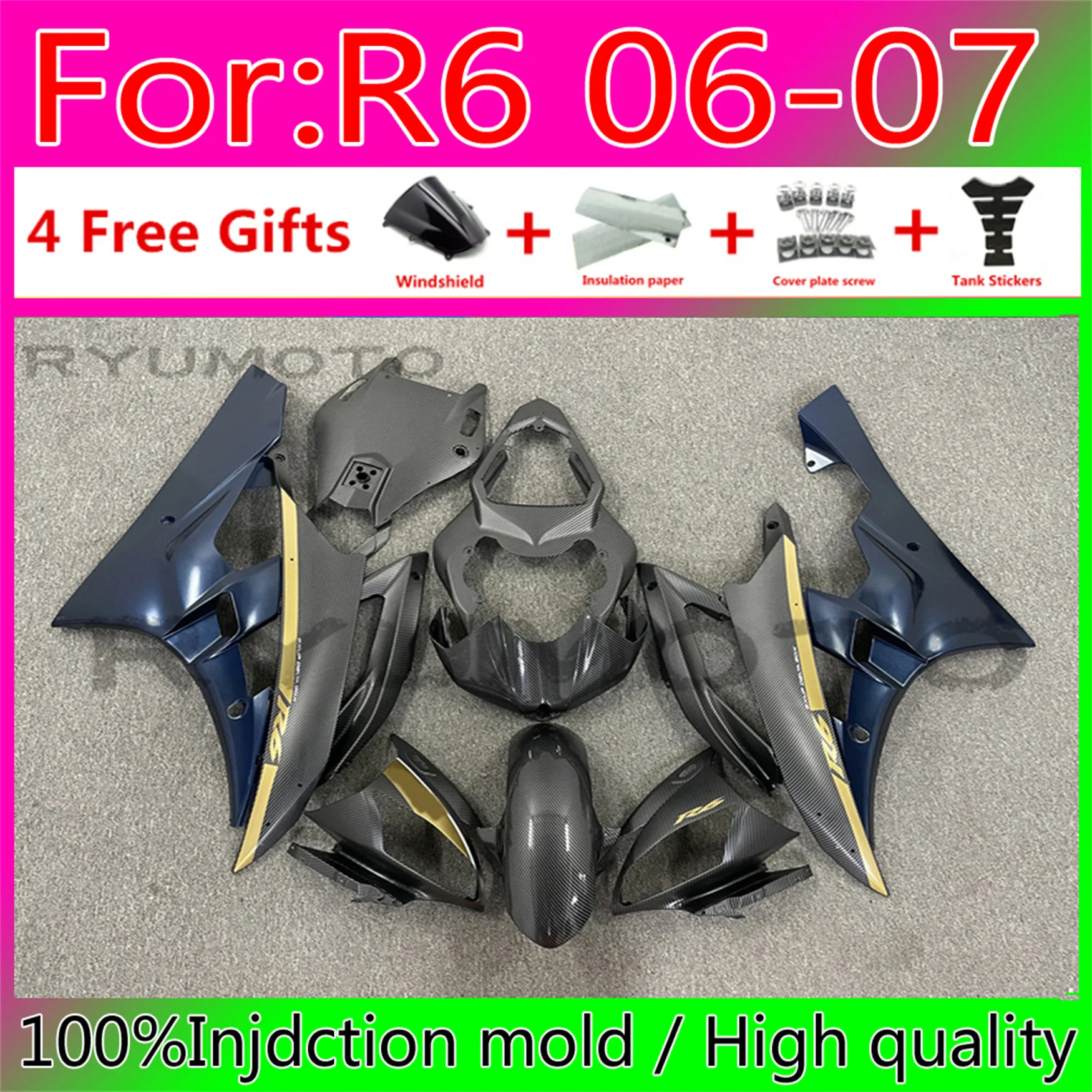 New Injection Mold YZF R6 06 Motorcycle Fairing bodywork Kits YZF600 R6 07 Abs for YAMAHA YZFR6 2006 - 2007 ash yellow
New Injection Mold YZF R6 06 Motorcycle Fairing bodywork Kits YZF600 R6 07 Abs for YAMAHA YZFR6 2006 - 2007 ash yellow