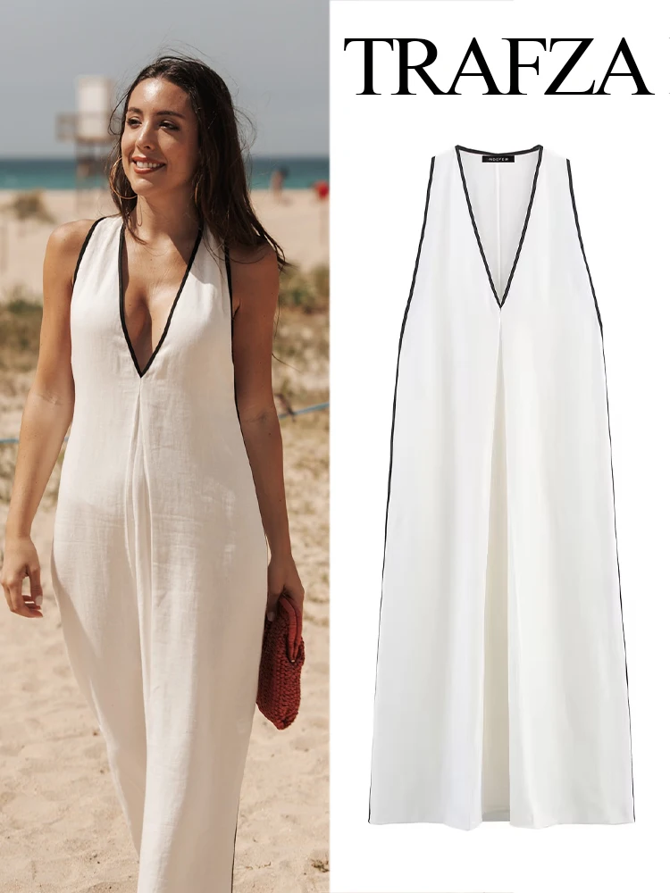 HH Women's Summer Vacation New Solid V-neck Sleeveless Flax Blending Midi Dress Female Fashion Sexy Split Hem Long Dress
HH Women's Summer Vacation New Solid V-neck Sleeveless Flax Blending Midi Dress Female Fashion Sexy Split Hem Long Dress