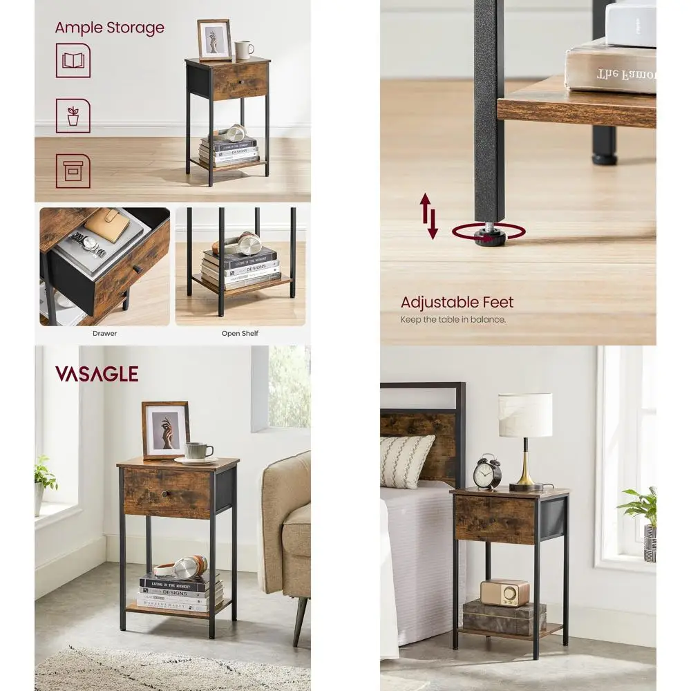 24 Rustic Brown & Black Fabric Drawer Nightstand with Storage Shelf for Bedroom US021B01
24 Rustic Brown & Black Fabric Drawer Nightstand with Storage Shelf for Bedroom US021B01
