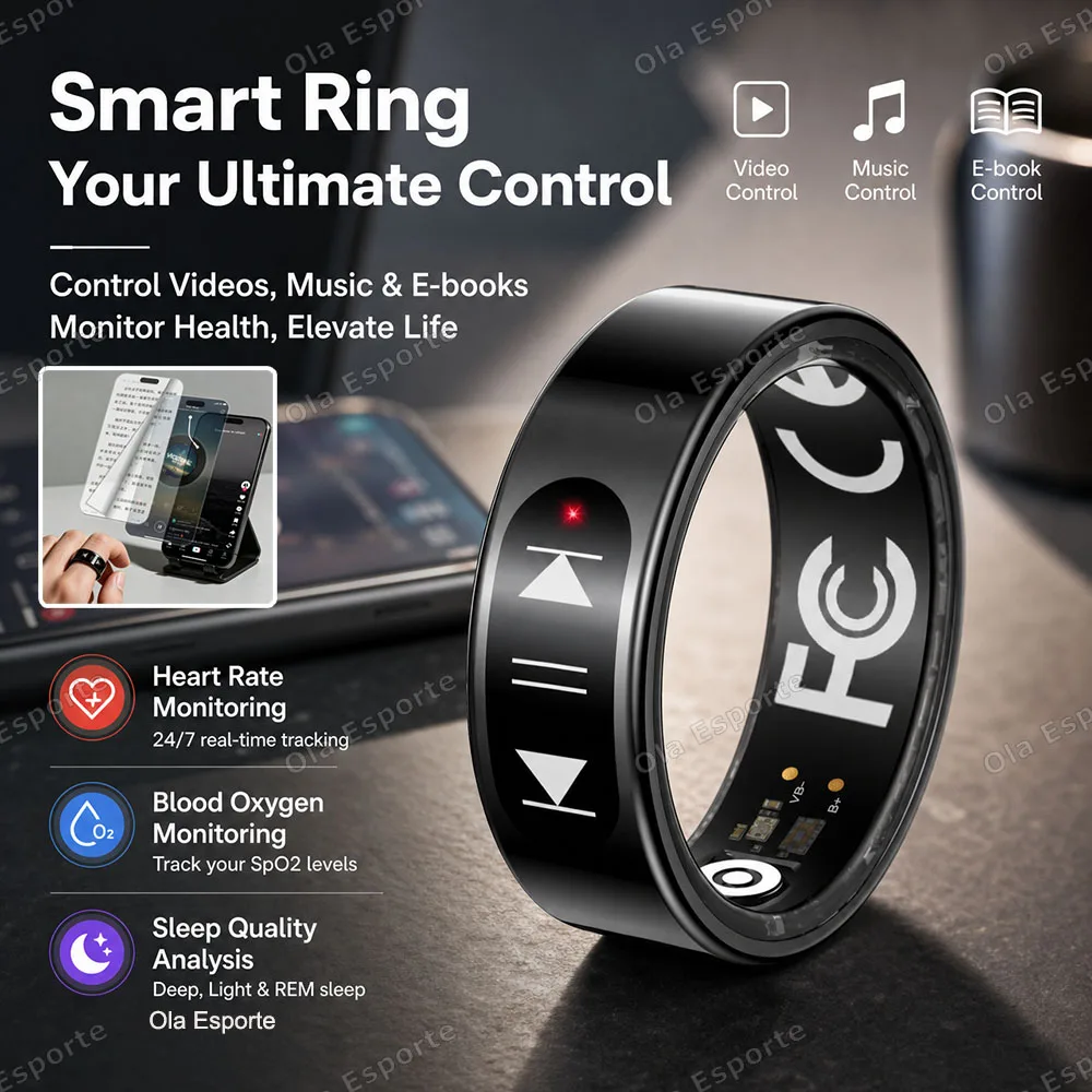 New Smart Ring E-book/Music/ Video Control Heart Rate Sleep Monitoring Smartring Waterproof Multi-sport Mode Smartring Man Women
New Smart Ring E-book/Music/ Video Control Heart Rate Sleep Monitoring Smartring Waterproof Multi-sport Mode Smartring Man Women