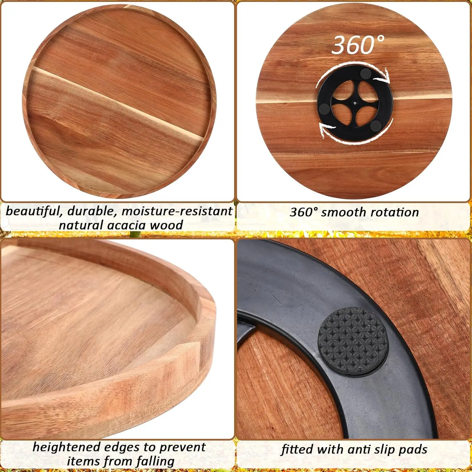 Nitial, 2 упаковки, проигрыватель Lazy Susan из дерева акации, деревянный вращающийся большой органайзер для проигрывателя, органайзер Extra Lazy Susan для стола
Nitial, 2 упаковки, проигрыватель Lazy Susan из дерева акации, деревянный вращающийся большой органайзер для проигрывателя, органайзер Extra Lazy Susan для стола