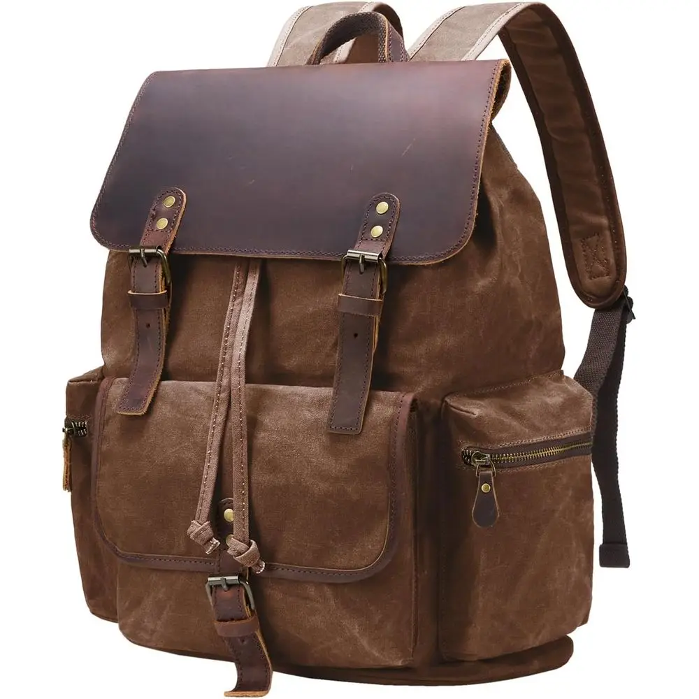 Heritage Waxed Canvas Backpack with Genuine Leather Laptop Sleeve - Casual Daypack for Travel, Hiking, and School
Heritage Waxed Canvas Backpack with Genuine Leather Laptop Sleeve - Casual Daypack for Travel, Hiking, and School