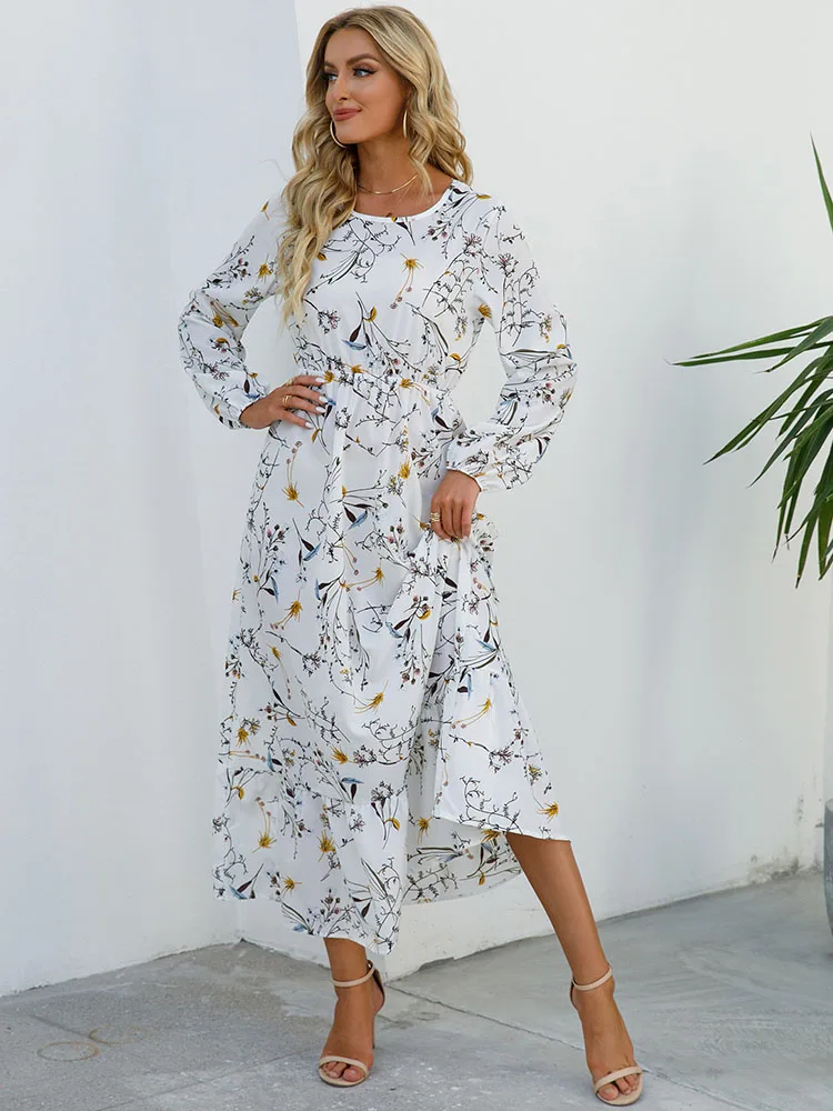 Women Elegant Floral Printed Long Dresses Spring Summer Casual O Neck Long Sleeve Ladies Chic High Waist A Line Beach Dresses
Women Elegant Floral Printed Long Dresses Spring Summer Casual O Neck Long Sleeve Ladies Chic High Waist A Line Beach Dresses