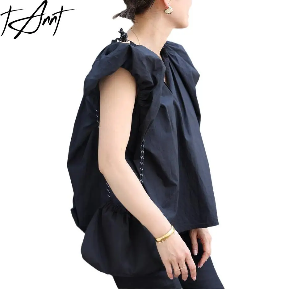 Tannt Women Shirt Blouse V-neck Flying Sleeve Black White Cotton Blouse Tops 2025 New Fashion Casual Summer Shirt Tops Women
Tannt Women Shirt Blouse V-neck Flying Sleeve Black White Cotton Blouse Tops 2025 New Fashion Casual Summer Shirt Tops Women