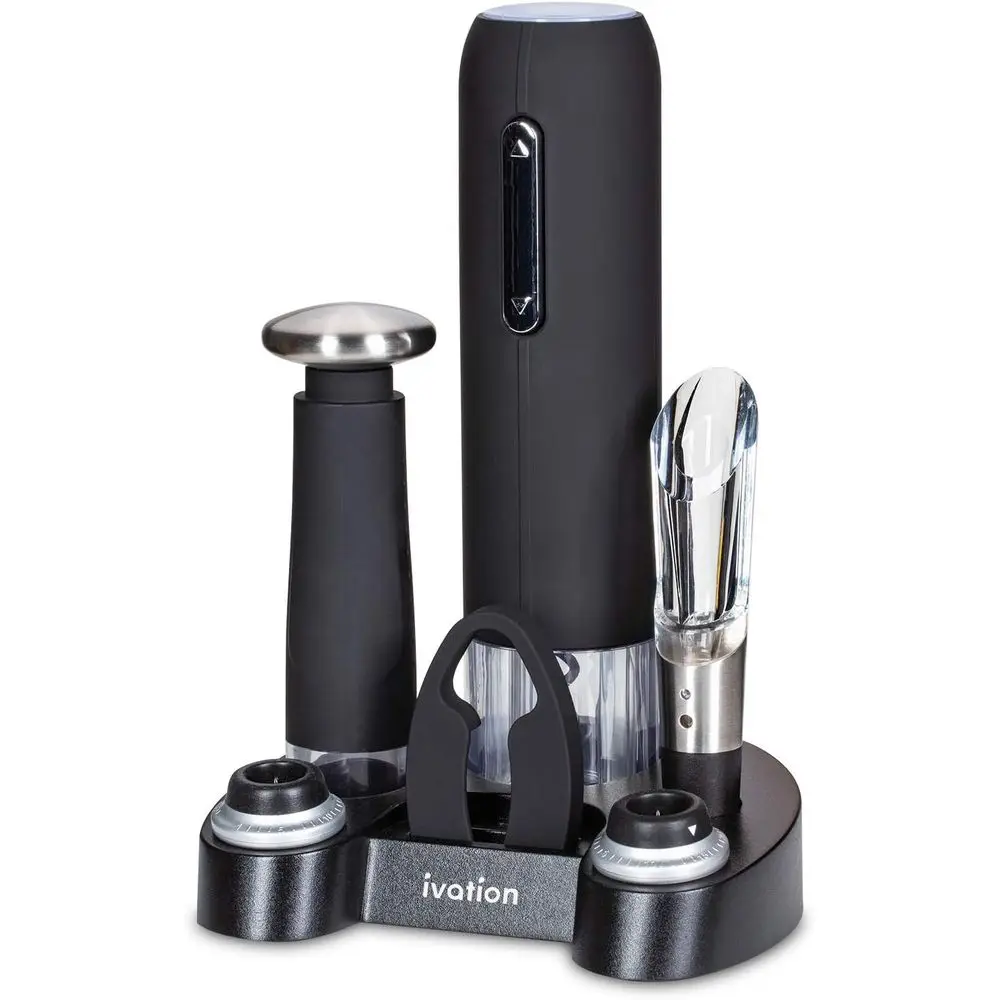 Wine Accessory Kit: Electric Corkscrew, Wine Aerator, Vacuum Sealer, Stoppers, Oil Cutter, Charging Dock
Wine Accessory Kit: Electric Corkscrew, Wine Aerator, Vacuum Sealer, Stoppers, Oil Cutter, Charging Dock