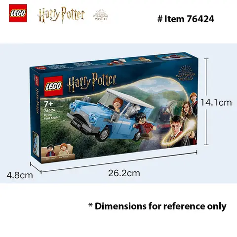 LEGO 76424 Latający Ford Anglia Harry'ego Pottera, Zabawka do budowania z 2 minifigurkami Samochód Harry'ego Pottera, Prezent dla chłopców i dziewczynek w wieku 7 lat