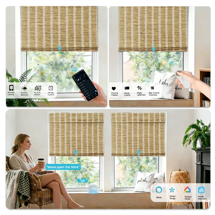 50%/70%/100% Blackout Rechargeable Motorized Roman Shades Bamboo Blinds for Indoor Windows
50%/70%/100% Blackout Rechargeable Motorized Roman Shades Bamboo Blinds for Indoor Windows