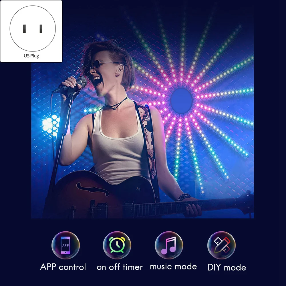COTS-tLED Music Light Strip 30LED/M RGB Bluetooth Full Color Starry Sky Christmas Atmosphere Wedding Decoration Lights US
COTS-tLED Music Light Strip 30LED/M RGB Bluetooth Full Color Starry Sky Christmas Atmosphere Wedding Decoration Lights US