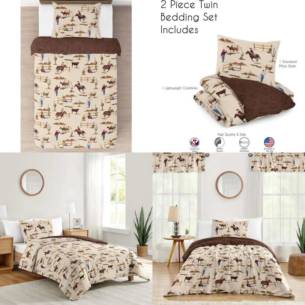 Twin Size Western Cowboy Themed Comforter Set for Boys with Matching Blanket and Pillow Sham
Twin Size Western Cowboy Themed Comforter Set for Boys with Matching Blanket and Pillow Sham