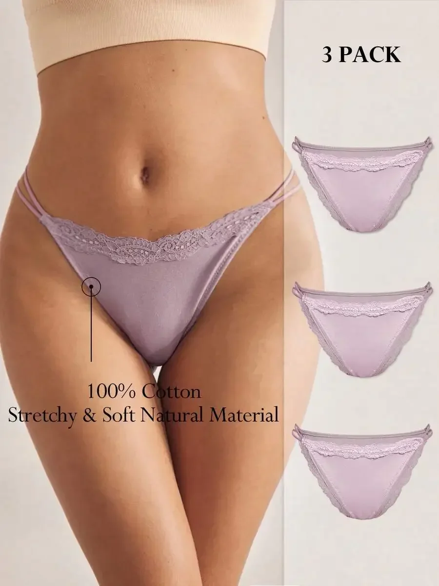3pcs Pack 100% Cotton Minimalist Lace Trim Womens Panties Soft Stretchy Underwear
3pcs Pack 100% Cotton Minimalist Lace Trim Womens Panties Soft Stretchy Underwear