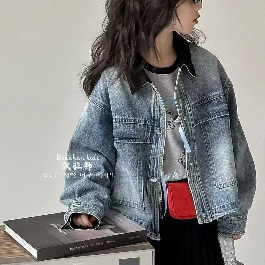 Children's Denim Jacket Spring and Autumn Korean Girl's Denim Jacket Casual Loose Boy's Coat Cardigan Outfits 100-160cm
Children's Denim Jacket Spring and Autumn Korean Girl's Denim Jacket Casual Loose Boy's Coat Cardigan Outfits 100-160cm