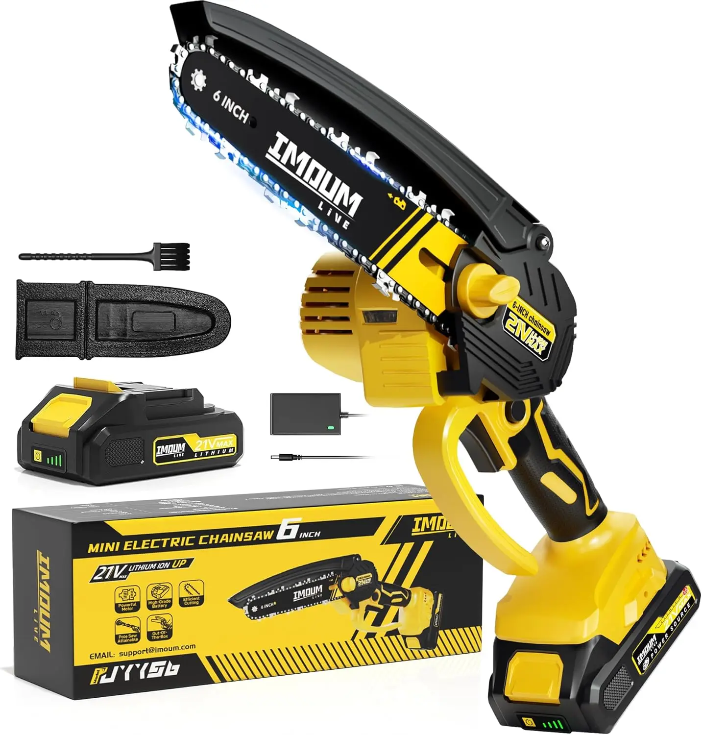 6-Inch Cordless Mini Chainsaw, 21V 2.0Ah, Lightweight One-Hand Electric Pruning Saw for Tree Trimming & Yard Work
6-Inch Cordless Mini Chainsaw, 21V 2.0Ah, Lightweight One-Hand Electric Pruning Saw for Tree Trimming & Yard Work