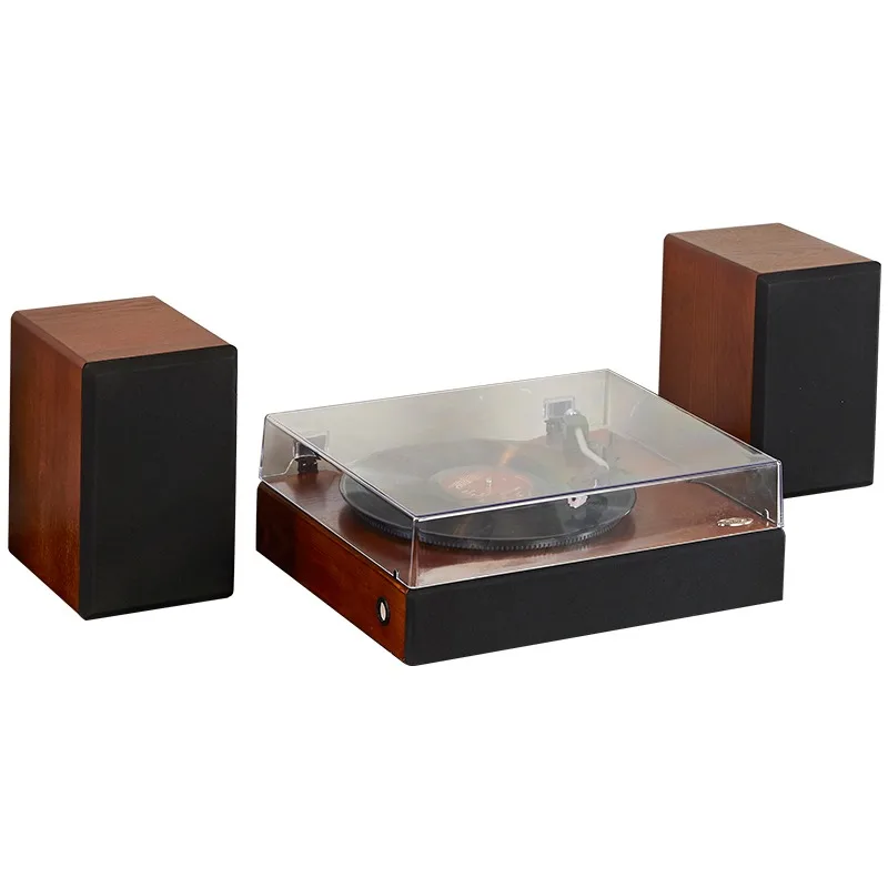 Vintage record player with external speakers, belt drive turntable 3-speed 3-size record, wireless USB auxiliary headphones
Vintage record player with external speakers, belt drive turntable 3-speed 3-size record, wireless USB auxiliary headphones
