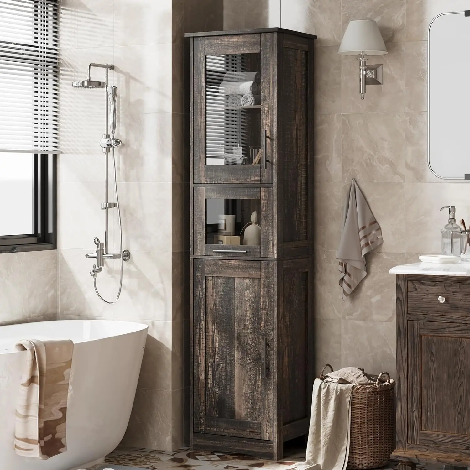 Idealhouse Tall Bathroom Cabinet, Narrow Storage Cabinet With Doors And Adjustable Shelf, Freestanding Floor Linen Slim Cabinet
Idealhouse Tall Bathroom Cabinet, Narrow Storage Cabinet With Doors And Adjustable Shelf, Freestanding Floor Linen Slim Cabinet