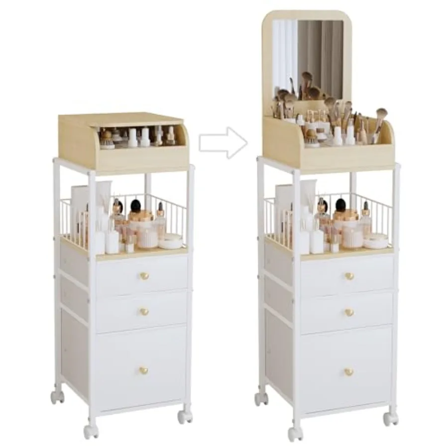 Makeup Organizer Cart with Vanity Mirror Floor Skincare Organizers Make Up Organizers-Vanity Organizer Cosmetic Display Cases H
Makeup Organizer Cart with Vanity Mirror Floor Skincare Organizers Make Up Organizers-Vanity Organizer Cosmetic Display Cases H