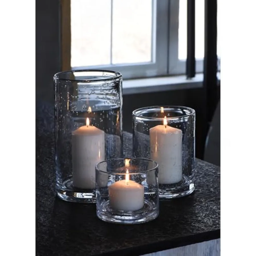 Hand Blown Glass Hurricane Candle Holders for Pillar Candles Clear Seeded Bubbles Cylinder Vases Table Centerpiece Decor for Li
Hand Blown Glass Hurricane Candle Holders for Pillar Candles Clear Seeded Bubbles Cylinder Vases Table Centerpiece Decor for Li