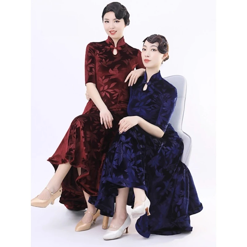 New Vintage Cheongsam Collar Modern Dance Skirt 2104 National Standard Dance Costume Dress Practice Dress
New Vintage Cheongsam Collar Modern Dance Skirt 2104 National Standard Dance Costume Dress Practice Dress